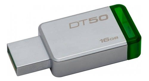 Memoria USB Kingston DataTraveler 50 DT50 16GB 3.1 Gen 1 plateado y verde