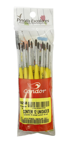 Pincel Condor 470-6 Escolar Redondo Pacote Com 12 Unidades