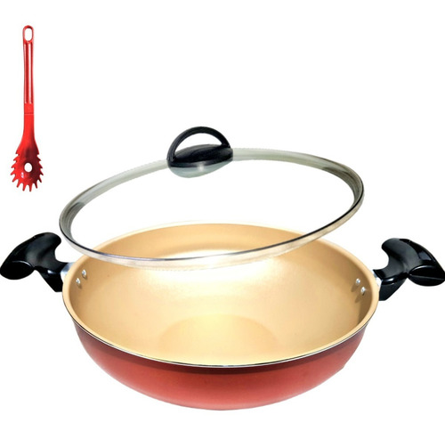 Frigideira Panela Grande Nº30 Antiaderente Wok- Prestige Cor Cereja