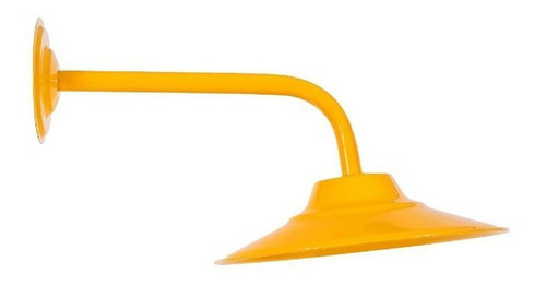 Arandela  Prato De Aluminio E Braço De 30 Cm Curvo Amarelo  