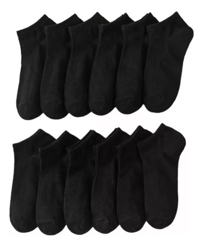 Pack 12 Calcetines Bambú Tobilleras Algodón Sólo Negro Mujer