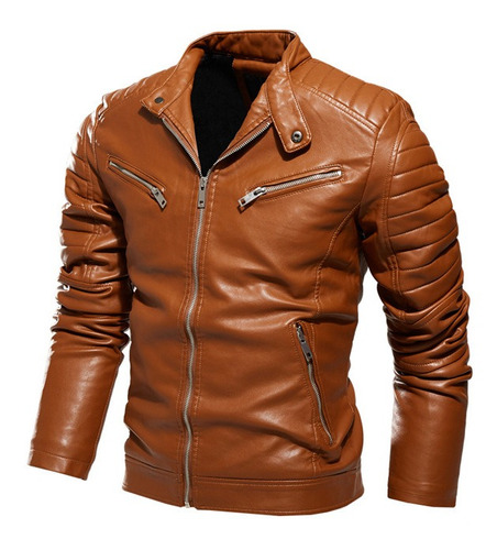 Chaqueta Chamarra Con Frisa Para Varon Biker Cuero Sintetico