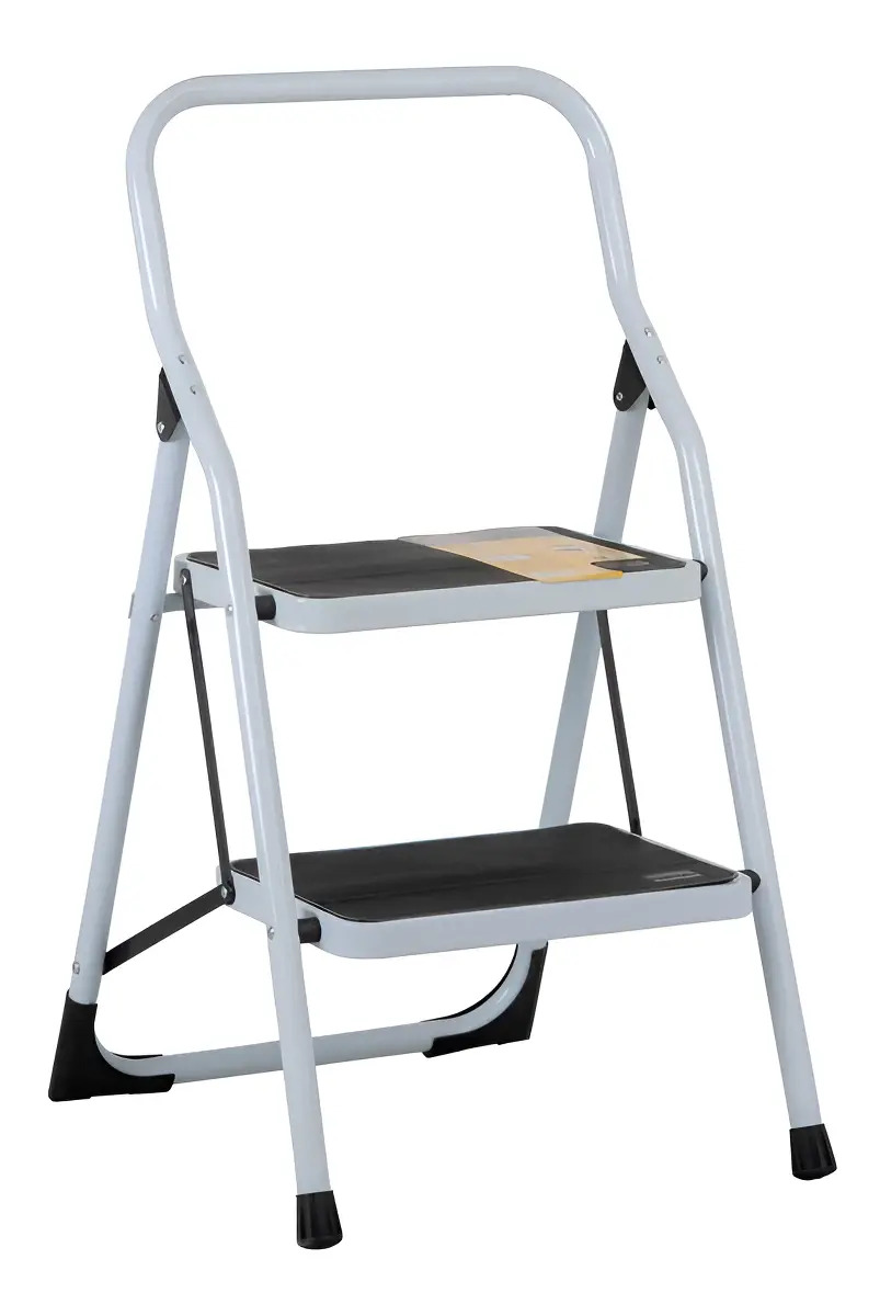 Escalera Plegable 2 Pasos Acero Capacidad 150kg Pretul 24118 Negro Con Gris