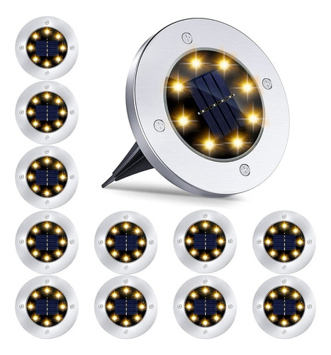 Lámpara Solar Luz Blanca Exterior Jardin Tierra 8led 2pzs 1