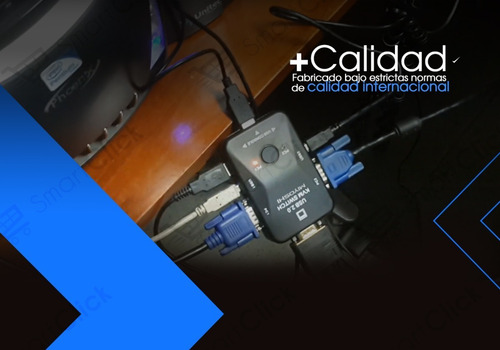 Imagen 4 de 10 de Switch Kvm 2 Puertos Usb Monitor Teclado Mouse Impr + Cables