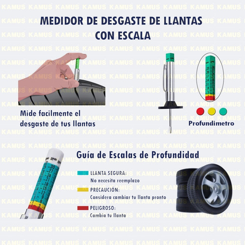 Imagen 2 de 5 de 1pz Medidor De Profundidad Medir Desgaste Llantas Semaforo