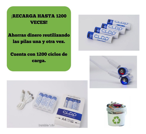 Pack 4 Pilas Aa Recargables 2000 Mah Para Controles Xbox One