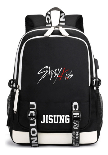 Mochila Escolar Con Doble Hombro De Stray Kids, Mochila Para Color Jisung-black