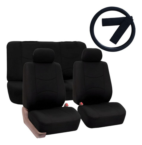 Set 12pcs Cubre Asiento Ecocuero Volante Cinturón Palanca