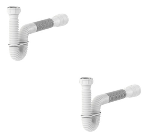 Kit2pcs-sifão Sanfonado Tubo Extensivo Universal Branco