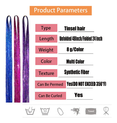 Kit De Oropel Para El Cabello Con Herramientas, Resistente A