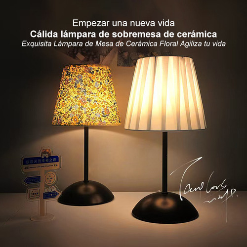Lámpara De Mesa Pequeña De Tela Con Luz Regulable