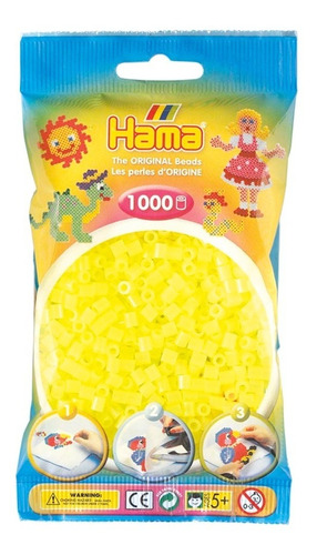 Hama Beads Midi Color Amarillo Neón 1000 Unid Perler Pixel