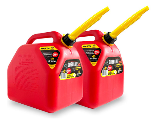 Combo Bidones Rojo Para Combustible X2 - 20 Lts . Driven