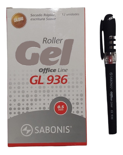 12 Roller Gel Sabonis Gl-936 Color De La Tinta Rojo Color Del Exterior Negro