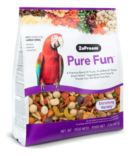 Zupreem Pure Fun Bird Food Para Pajaros Grandes, 2 Lb - Vari