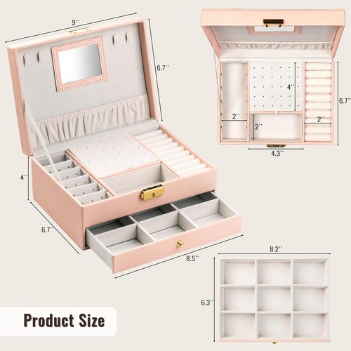 Nucaza Joyero Para Mujeres Y Niñas Con Espejo, Organizador 2