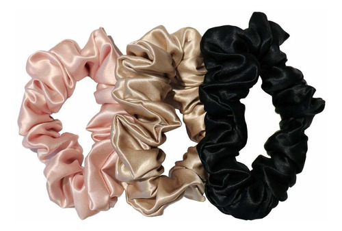 Slip Clásico De Seda Grande De Scrunchie - Negro, Rosa Y Car