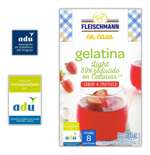 Gelatina Frutilla Light Fleischmann Rinde 8 Porciones