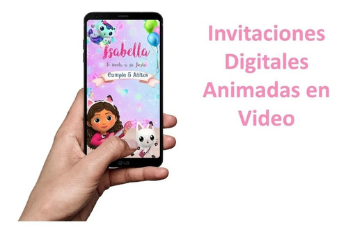 Invitacion Casa De Muñecas Gabby Video Digital Tarjeta