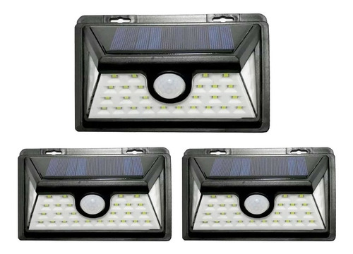 Pack 3 Luz 30 Led Exterior Con Sensor De Movimiento