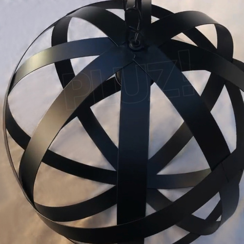 Imagen 2 de 8 de Lámpara Colgante Esfera - Jaula Chapa Hierro Negro