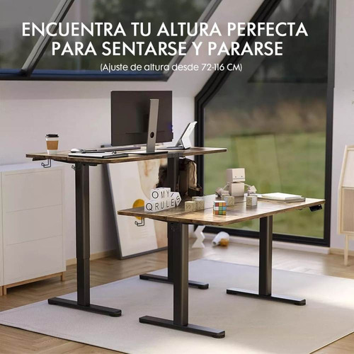 Escritorio Altura Ajustable Eléctrico Melamina Y Metal Retro