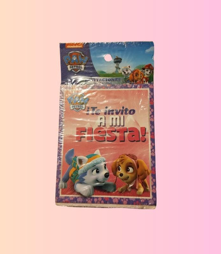 12 Invitaciones Sin Sobre Fiesta Paw Patrol Skye Color Rosa