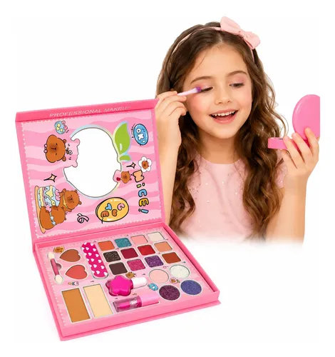 Kit de maquiagem infantil com estojo de capivara