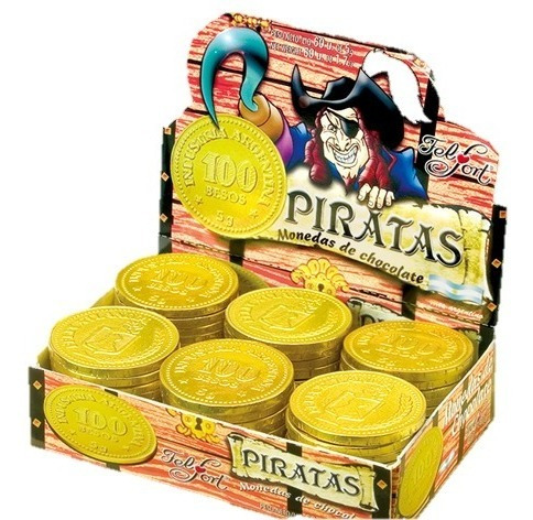 Imagen 2 de 3 de Monedas De Chocolate Piratas Felfort - Caja X 60u - Lollipop