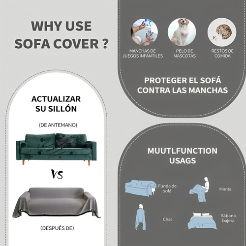 Funda Cubre Sillones Sala Sofa Protector Elástico 1.8*2.3m