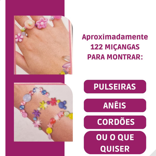 Kit Bandeja Com 122 Miçangas Coloridas Para Pulseiras, Anéis