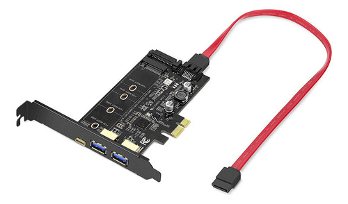 Tarjeta Pci Express Pci-e A Usb 3.0, Incluye 1 Puerto Usb C Y 2 Puertos Usb A, Tipo B, No Compatible Con Nvme, Entrada Sata, Salida Ngff, Protocolo Sata M.2 Únicamente, Con Soporte Plano