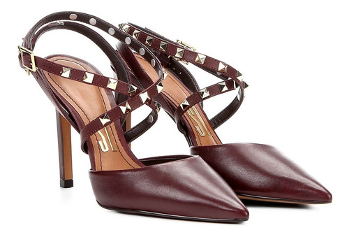 Scarpin Couro Santa Lolla Spikes Vinho - Promoção | Mercado Livre