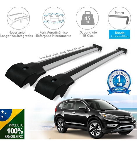 Rack Travessas De Teto Cr-v 12 13 14 15 16 17 Prata