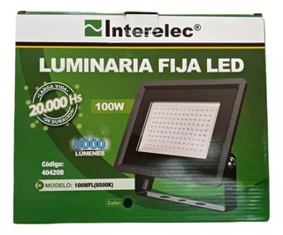 Reflector Proyector Led 100w 8000lm Ip65 Fria Interelec