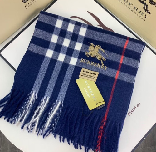 Cachecol Listrado 100% Cashmere Elegante Azul Listras 170x40cm