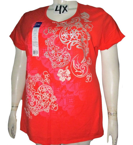 Blusa Playera Naranja Con Dorado Talla 4x (46/48) Just My Si