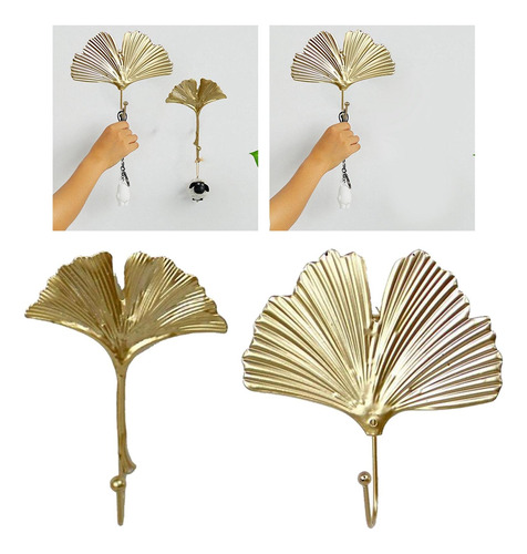 Gancho De Pared Con Diseño De Hoja Dorada De 2 Piezas,