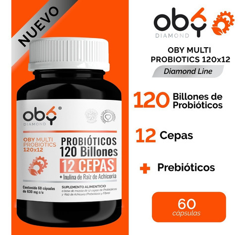 Probióticos múltiplos: 120 bilhões de 12 cepas e prebióticos, sem sabor, sem sabor