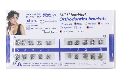 Brackets Metálicos Ortodoncia Mbt 0.22 X5 Casos 