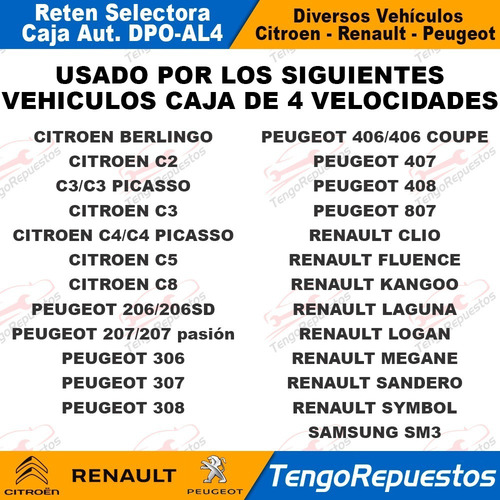 Reten Selectora Caja Automática Peugeot Citroen Renault Dpo