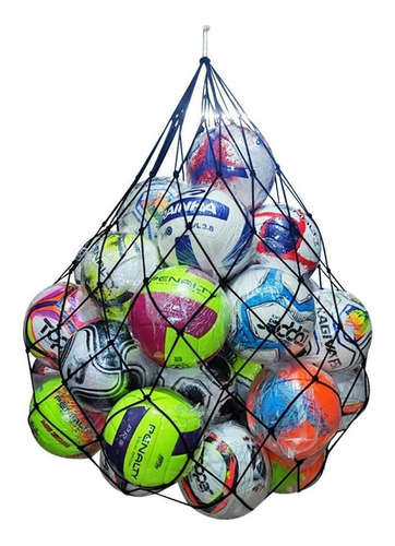 Saco Expositor Rede Para Guardar 40 Bolas Futebol Vôlei Cor Cinza-escuro