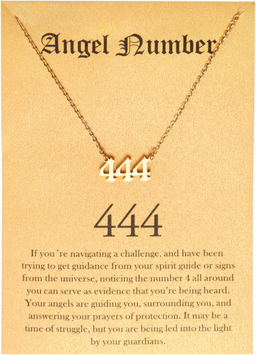 Gargantilla Con Número De Ángel 444, Joyería De Numerología 