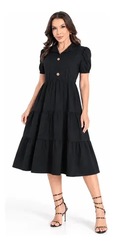 Vestido Feminino Midi Moda Evangélica Soltinho Confortável