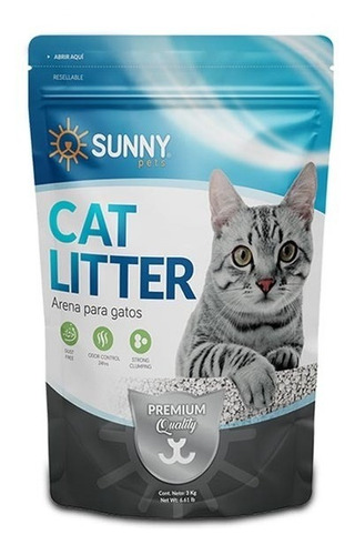 Arena Para Gato Sin Aroma 3 Kg Sunny