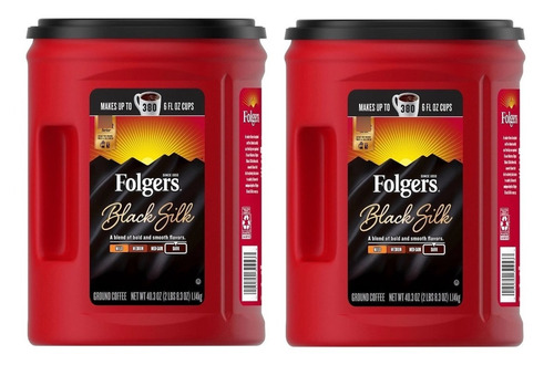 2 Cafe Folgers Negro Black Silk Bote Jumbo 2.28kg Importado