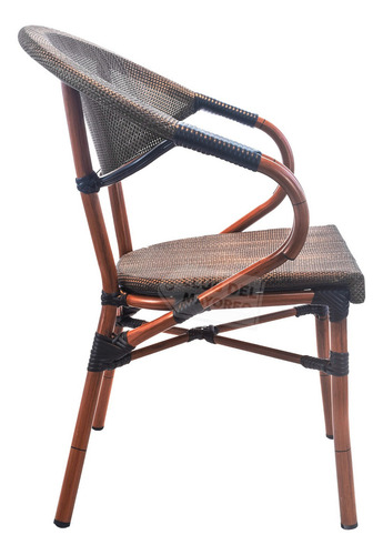 Set 4 Sillas Metalicas Comedor Apilable Exterior Rattan Estructura De La Silla Café