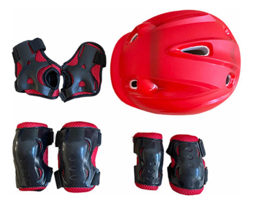 Set Protector Para Deportes Casco Infantil Color Rojo