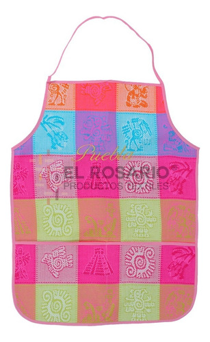 Mandil Artesanal Mexicano - Pedido Personalizado Color Colorín Turquesa2 Pastel Diseño De La Tela Prehispanica